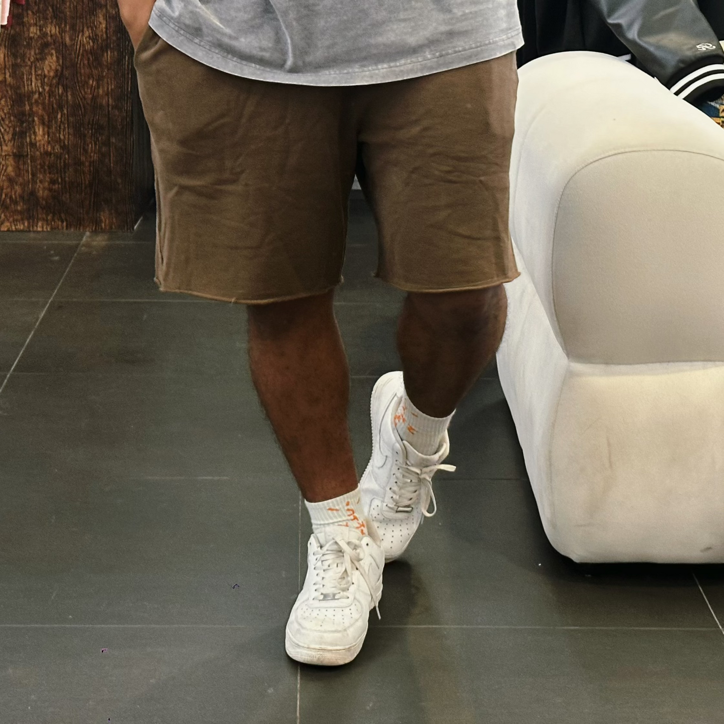 BROWN COTTON SHORTS