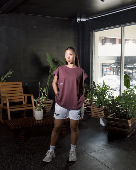 GYMRAT Raw Cutoff Vest(MAROON)