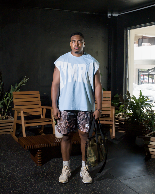 GYMRAT Baby Blue Raw Cutoff Vest