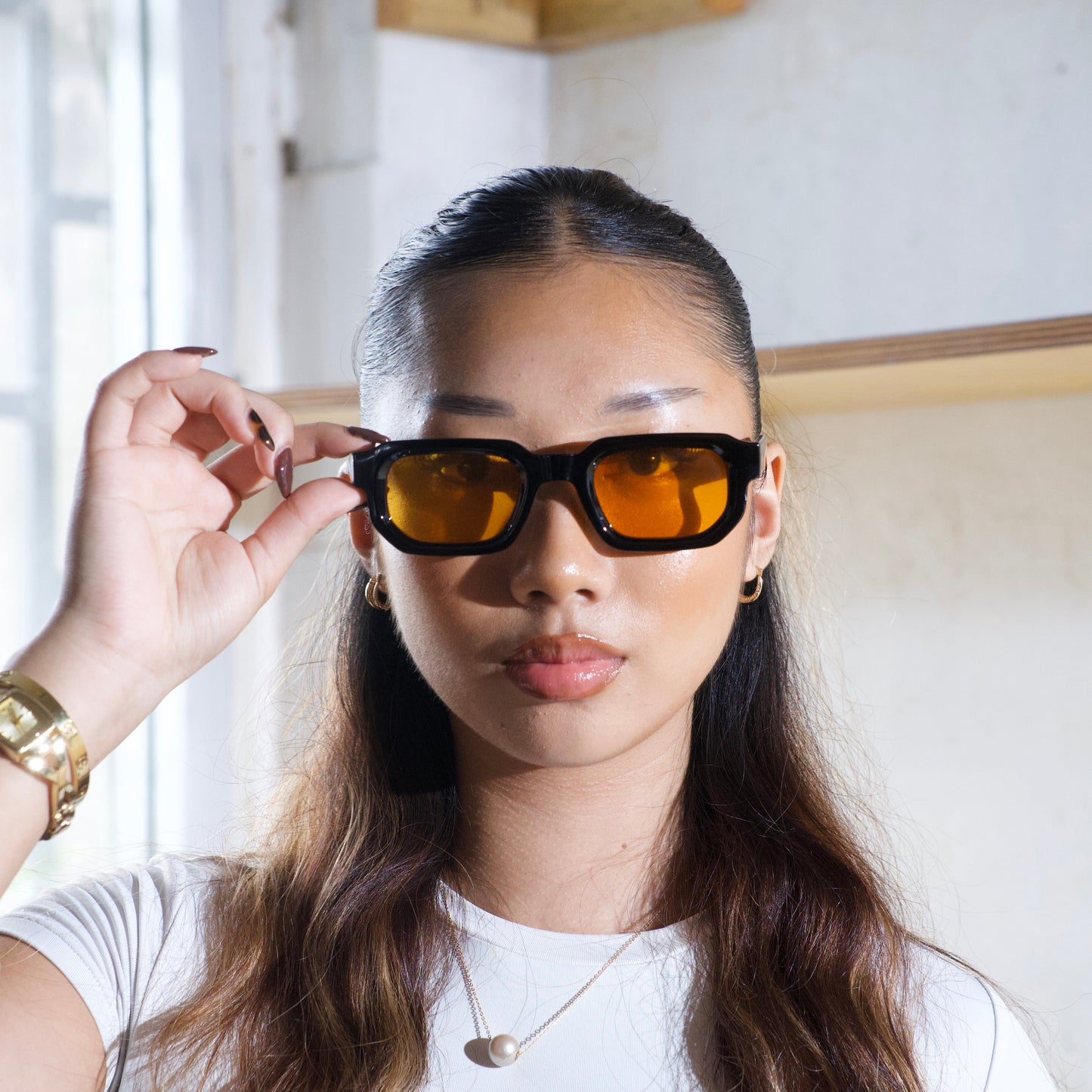 BLACK FRAMES & ORANGE LENS