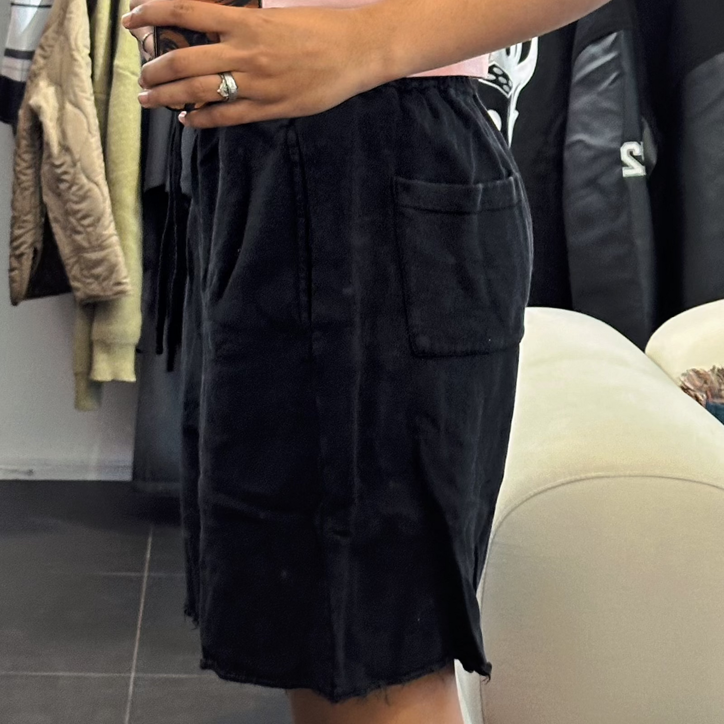 BLACK COTTON SHORTS