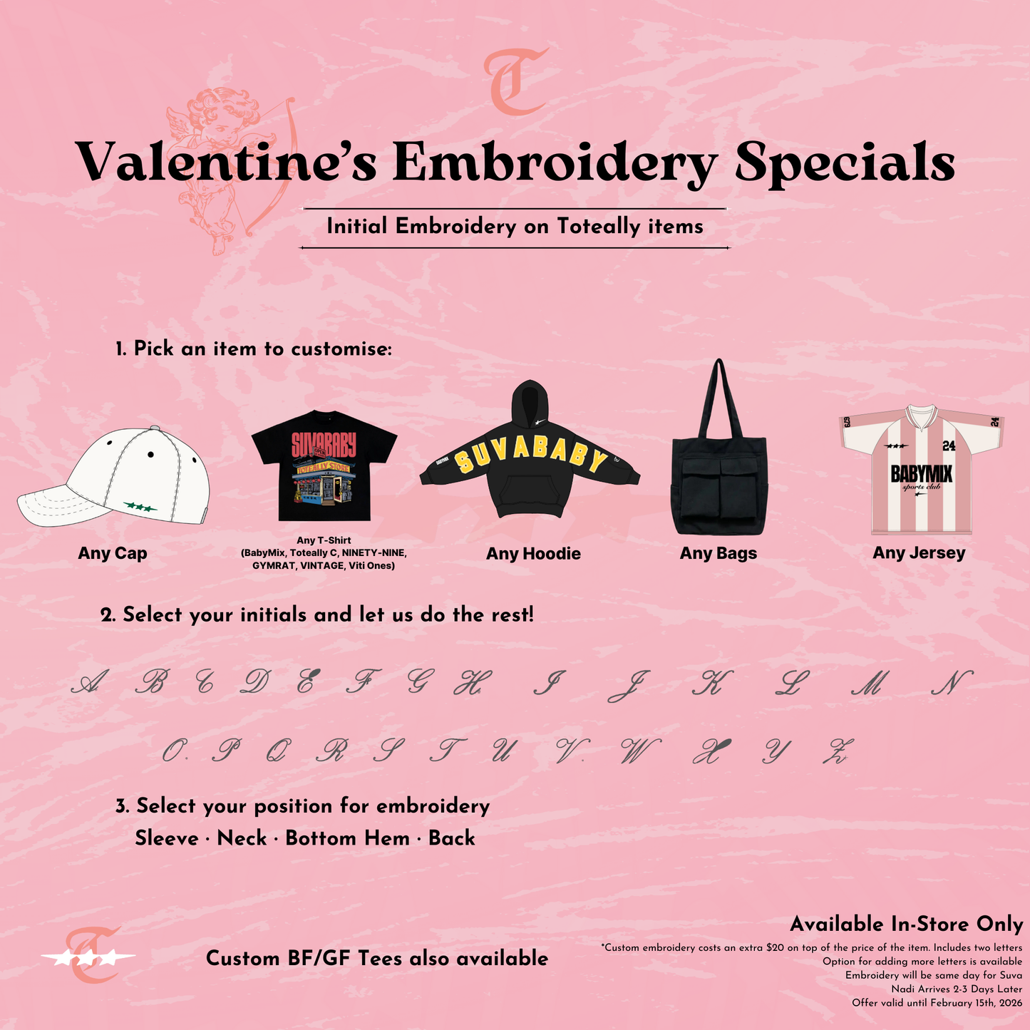 Valentine's Embroidery Initial ADD-ON