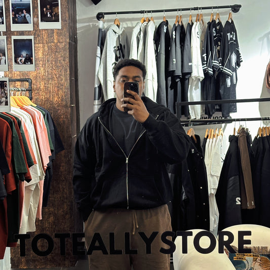 BLACK ZIP-UP HOODIE